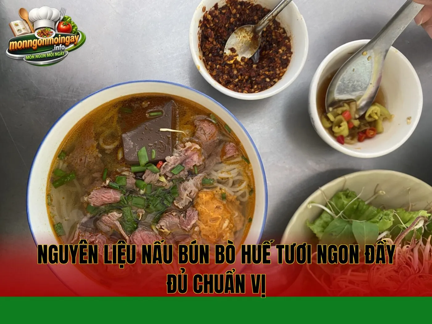 Nguyên liệu nấu bún bò Huế tươi ngon đầy đủ chuẩn vị